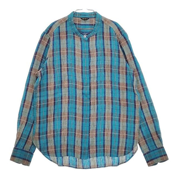 R&D.M.Co- DOUGLAS TARTAN ダブラスタータンチェック リネン 長袖シャツ グリーン グレー レディース オールドマンズテーラー【中古】5-0226M∞