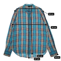 R&D.M.Co- DOUGLAS TARTAN ダブラスタータンチェック リネン 長袖シャツ グリーン グレー レディース オールドマンズテーラー【中古】5-0226M∞