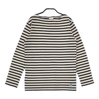 ORCIVAL バスクシャツ ボーダー フランス製 長袖Ｔシャツ カットソー ロンＴ オフホワイト ネイビー レディース オーシバル/オーチバル【中古】5-0222M∞