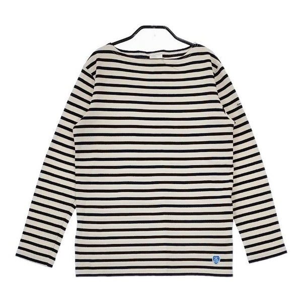 ORCIVAL バスクシャツ ボーダー フランス製 長袖Ｔシャツ カットソー ロンＴ オフホワイト ネイビー レディース オーシバル/オーチバル【中古】5-0222M∞