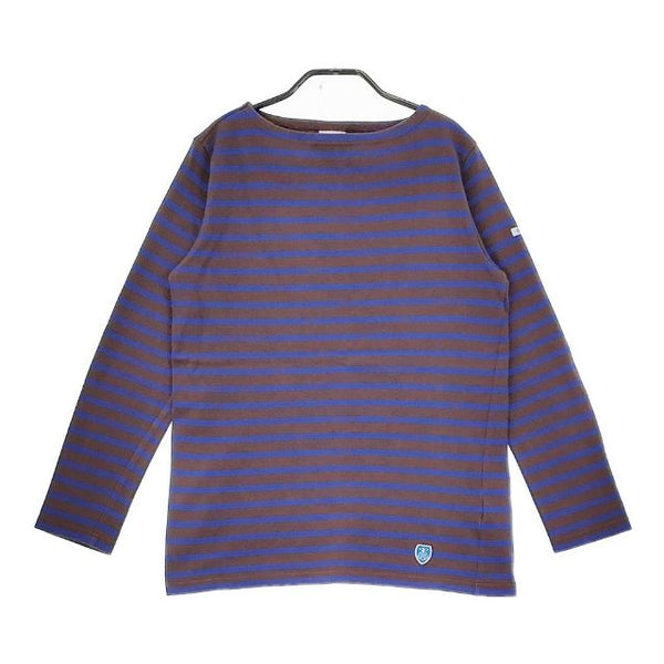 ORCIVAL バスクシャツ ボーダー フランス製 長袖Ｔシャツ カットソー ロンＴ ブラウン ブルー レディース オーシバル/オーチバル【中古】5-0222M∞