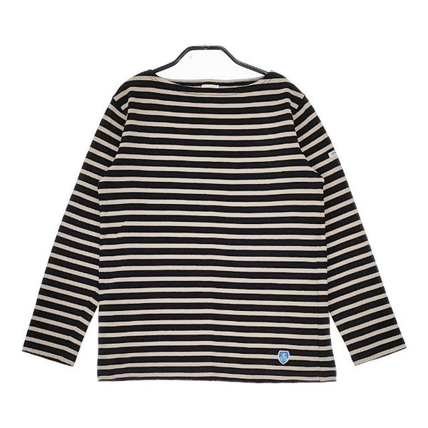 ORCIVAL バスクシャツ フランス製 ボーダー 長袖Ｔシャツ カットソー ロンＴ ブラック ベージュ レディース オーシバル/オーチバル【中古】5-0222M∞