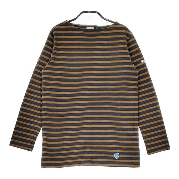 ORCIVAL バスクシャツ ボーダー フランス製 長袖Ｔシャツ カットソー ロンＴ チャコールグレー ブラウン レディース オーシバル/オーチバル【中古】5-0222M∞