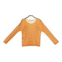 PLEATS PLEASE ISSEY MIYAKE ボーダー柄 クルーネック PP41-FK353  長袖Ｔシャツ カットソー ロンＴ オレンジ レディース プリーツプリーズ【中古】5-0104M∞