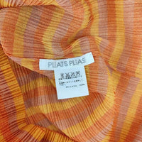 PLEATS PLEASE ISSEY MIYAKE ボーダー柄 クルーネック PP41-FK353  長袖Ｔシャツ カットソー ロンＴ オレンジ レディース プリーツプリーズ【中古】5-0104M∞