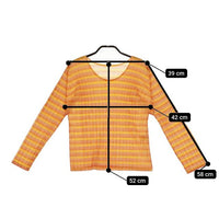 PLEATS PLEASE ISSEY MIYAKE ボーダー柄 クルーネック PP41-FK353  長袖Ｔシャツ カットソー ロンＴ オレンジ レディース プリーツプリーズ【中古】5-0104M∞