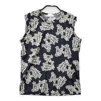 COMME des GARCONS 総柄プリント ポリエステルTシャツ GC-T019 カットソー AD2008 ブラック グレー レディース コムデギャルソン【中古】5-0515S∞