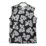 COMME des GARCONS 総柄プリント ポリエステルTシャツ GC-T019 カットソー AD2008 ブラック グレー レディース コムデギャルソン【中古】5-0515S∞