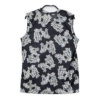 COMME des GARCONS 総柄プリント ポリエステルTシャツ GC-T019 カットソー AD2008 ブラック グレー レディース コムデギャルソン【中古】5-0515S∞