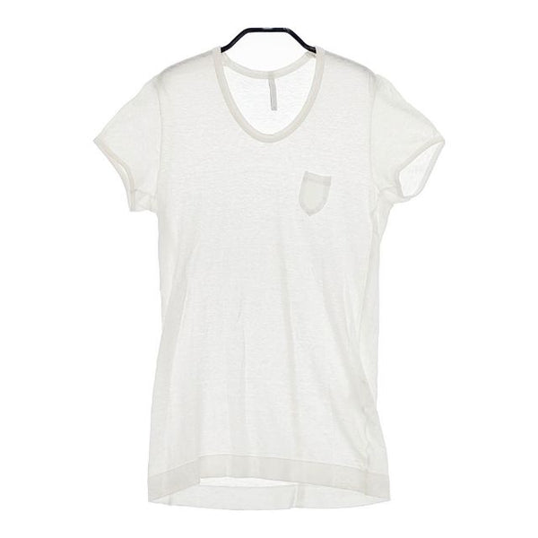 NO CONTROL AIR Uネック 製品洗い コットンキュプラ 半袖Ｔシャツ カットソー ホワイト レディース ノーコントロールエアー【中古】5-0515S∞