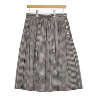 MARGARET HOWELL 578-7132003 GINGHAM COTTON POPLIN ロングスカート ブラック ホワイト レディース マーガレットハウエル【中古】5-0226M∞