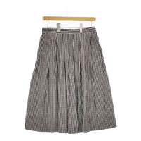 MARGARET HOWELL 578-7132003 GINGHAM COTTON POPLIN ロングスカート ブラック ホワイト レディース マーガレットハウエル【中古】5-0226M∞