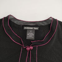 VIVIENNE TAM パワーネット 刺繍 ナイロン 長袖Ｔシャツ カットソー ロンＴ ブラック パープル レディース ヴィヴィアンタム【中古】5-0226M∞