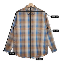 AURALEE SUPER LIGHT WOOL CHECK SHIRT A23SS01LC サイズ3 長袖シャツ 23SS ブルー ブラウン メンズ オーラリー【中古】4-1129M♪