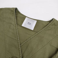 IENA LA BOUCLE モールスキンVネックブルゾン 定価23100円 コットン ジャケット 22SS カーキ レディース イエナラブークル【中古】5-0419M∞