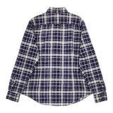 GYMPHLEX ボタンダウン チェック J-0872 コットン 長袖シャツ ネイビー ホワイト レディース ジムフレックス【中古】5-0625M∞