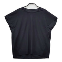 iCB フレンチスリーブ ストレッチ素材 ナイロン 半袖Ｔシャツ カットソー ブラック系 レディース アイシービー【中古】5-0515S∞
