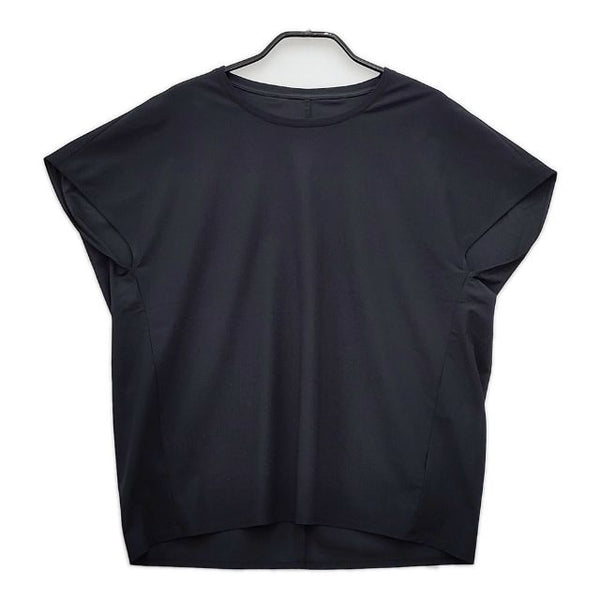 iCB フレンチスリーブ ストレッチ素材 ナイロン 半袖Ｔシャツ カットソー ブラック系 レディース アイシービー【中古】5-0515S∞