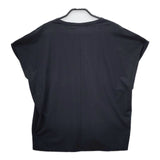 iCB フレンチスリーブ ストレッチ素材 ナイロン 半袖Ｔシャツ カットソー ブラック系 レディース アイシービー【中古】5-0515S∞