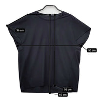 iCB フレンチスリーブ ストレッチ素材 ナイロン 半袖Ｔシャツ カットソー ブラック系 レディース アイシービー【中古】5-0515S∞