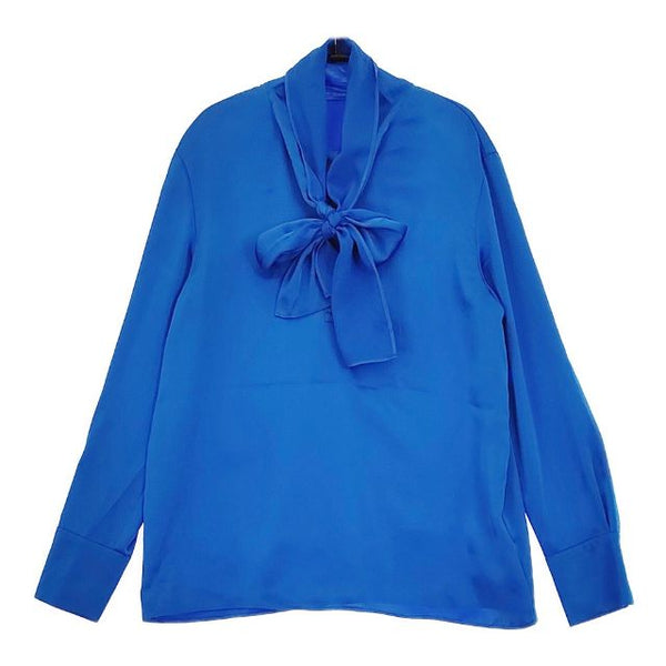 iCB リボンカラー 長袖 ポリエステル プルオーバー ブラウス シャツ ブルー レディース アイシービー【中古】5-0625M∞
