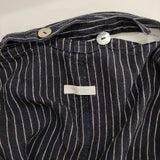 fog linen work リネン ストライプ エプロンワンピース サロペット ネイビー ホワイト レディース フォグリネンワーク【中古】5-0226M∞