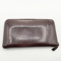 HENRY BEGUELIN レザー オミノ 小銭入れあり ラウンドファスナー 長財布 ダークブラウン レディース エンリーベグリン【中古】5-0306G∞