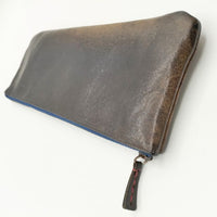 HENRY CUIR レザー 筆箱 CANE ペンケース ブラウン ネイビー レディース アンリークイール【中古】5-0306G∞