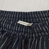 GRANDMA MAMA DAUGHTER ウール混 ストライプ イージーパンツ サイズ1 ネイビー ホワイト レディース グランマママドーター【中古】4-1207T♪