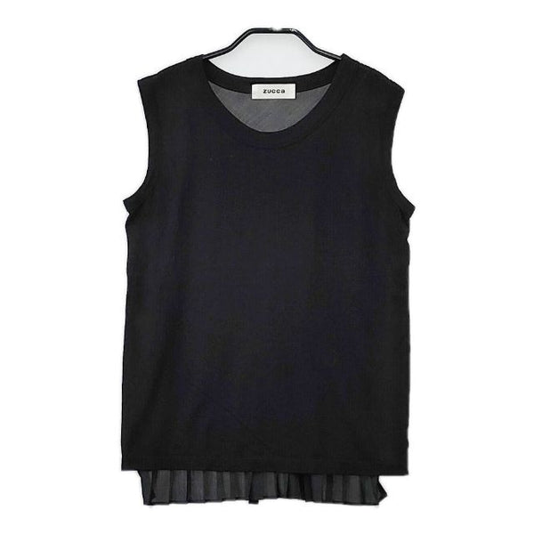 ZUCCa バックプリーツ ノースリーブ Ｔシャツ カットソー ブラック レディース ズッカ【中古】5-0515S∞