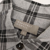 MARGARET HOWELL 578-6253010 TARTAN CHECK SHIRT コットン 長袖シャツ グレー レディース マーガレットハウエル【中古】5-0419M∞