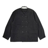 Lin francais d'antan Mathieu コットン ノーカラー ダブル ジャケット ブラック レディース ランフランセダンタン【中古】5-0625M∞