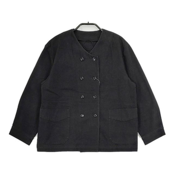 Lin francais d'antan Mathieu コットン ノーカラー ダブル ジャケット ブラック レディース ランフランセダンタン【中古】5-0625M∞