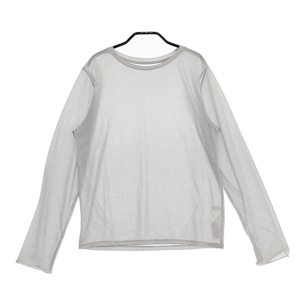 SHIPS 〈手洗い可能〉ラメシアークルーネックカットソー カットソー 24SS シルバー レディース シップス【中古】4-1129M♪