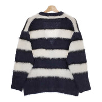 Allumer 8148556 Shaggy Alpaca Border V-Neck Cardigan サイズ1 カーディガン ネイビー ホワイト レディース アリュメール【中古】4-1207T♪