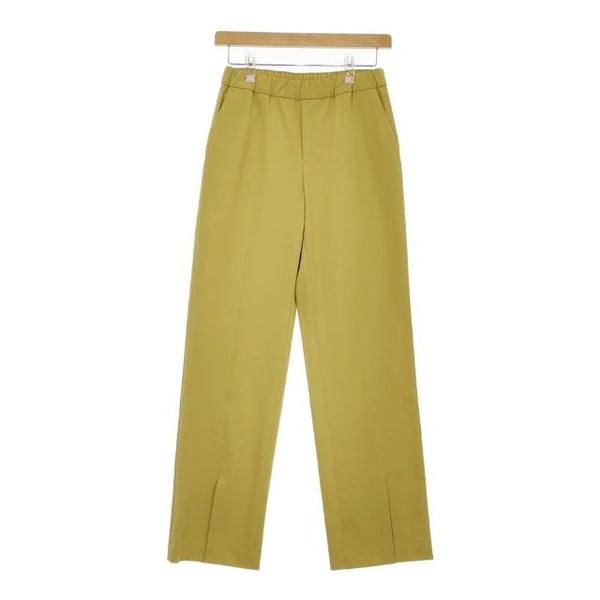 qualite ポリエステルイージースリットパンツ 2WAYストレッチセンターベンツパンツ パンツ マスタード レディース カリテ【中古】5-0419G∞