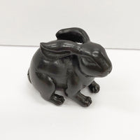 未使用品 蝋型 兔 干支置物 うさぎ オブジェ ブラック レディース【中古】4-1209G◎