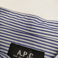 A.P.C. 半袖 シャツチュニック ストライプ ワンピース ブルー ホワイト レディース アーペーセー【中古】5-0521S∞