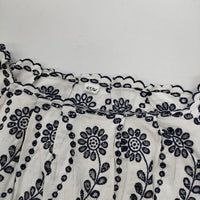 45R/45rpm カットワークDRESS 定価80300円 リネンコットン ワンピース ホワイト ネイビー レディース フォーティーファイブアールピーエム【中古】5-0702S∞