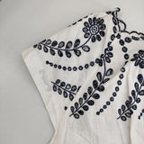 45R/45rpm カットワークDRESS 定価80300円 リネンコットン ワンピース ホワイト ネイビー レディース フォーティーファイブアールピーエム【中古】5-0702S∞