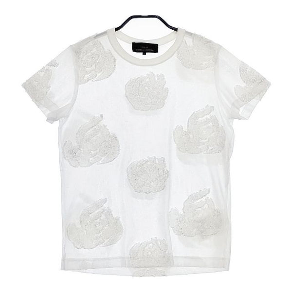 tricot COMME des GARCONS TD-T201 花モチーフ 半袖Ｔシャツ カットソー AD2019 ホワイト レディース トリココムデギャルソン【中古】5-0505S∞