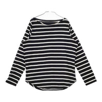 antiqua ボーダー NA-00154 S 長袖Ｔシャツ カットソー ロンＴ ホワイト ブラック レディース アンティカ【中古】5-0119M∞