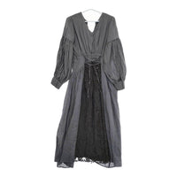 Ameri VINTAGE SHIRRING PLEATS DRESS レース 刺繍 サイズM ワンピース 20SS ブルーグレー レディース アメリヴィンテージ【中古】5-0216M♪