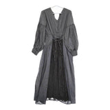 Ameri VINTAGE SHIRRING PLEATS DRESS レース 刺繍 サイズM ワンピース 20SS ブルーグレー レディース アメリヴィンテージ【中古】5-0216M♪