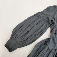 Ameri VINTAGE SHIRRING PLEATS DRESS レース 刺繍 サイズM ワンピース 20SS ブルーグレー レディース アメリヴィンテージ【中古】5-0216M♪