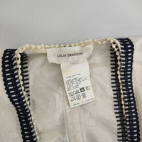 CELIA DRAGOUNI セリアドラグオーニ 刺繍 ギリシャ製 コットン プルオーバー ワンピース キナリ ネイビー レディース【中古】5-0301M∞