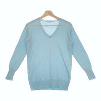 three dots セーター  カシミヤ100％ Vネック ニット ライトブルー レディース スリードッツ【中古】4-1216T△