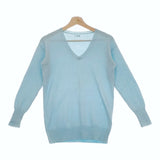 three dots セーター カシミヤ100％ Vネック ニット ライトブルー レディース スリードッツ【中古】4-1216T△