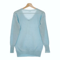 three dots セーター  カシミヤ100％ Vネック ニット ライトブルー レディース スリードッツ【中古】4-1216T△