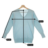 three dots セーター  カシミヤ100％ Vネック ニット ライトブルー レディース スリードッツ【中古】4-1216T△